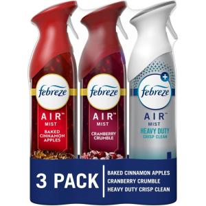 imageFebreze Air Mist Air Freshener Spray OdorFighting Room Spray Air Fresheners for Home and Bathroom and Kitchen Aerosol Can Heavy Duty Crisp Clean Scent 88oz 3 CountApple Cider  Cranberry Tart  Crisp Clean