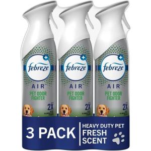 imageFebreze Air Mist Air Freshener Spray OdorFighting Room Spray Air Fresheners for Home and Bathroom and Kitchen Aerosol Can Heavy Duty Crisp Clean Scent 88oz 3 CountHD Pet