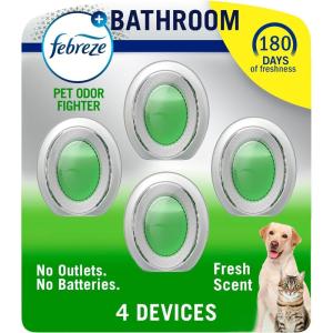 imageFebreze Bathroom Air Freshener OdorFighting Plug In Alternative Air Fresheners for Home and Bathroom and Kitchen Closet Air Fresheners Heavy Duty Pet Scent 4 CountFresh
