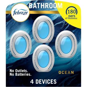 imageFebreze Bathroom Air Freshener OdorFighting Plug In Alternative Air Fresheners for Home and Bathroom and Kitchen Closet Air Fresheners Ocean Scent 4 Count006 Ounce Pack of 4