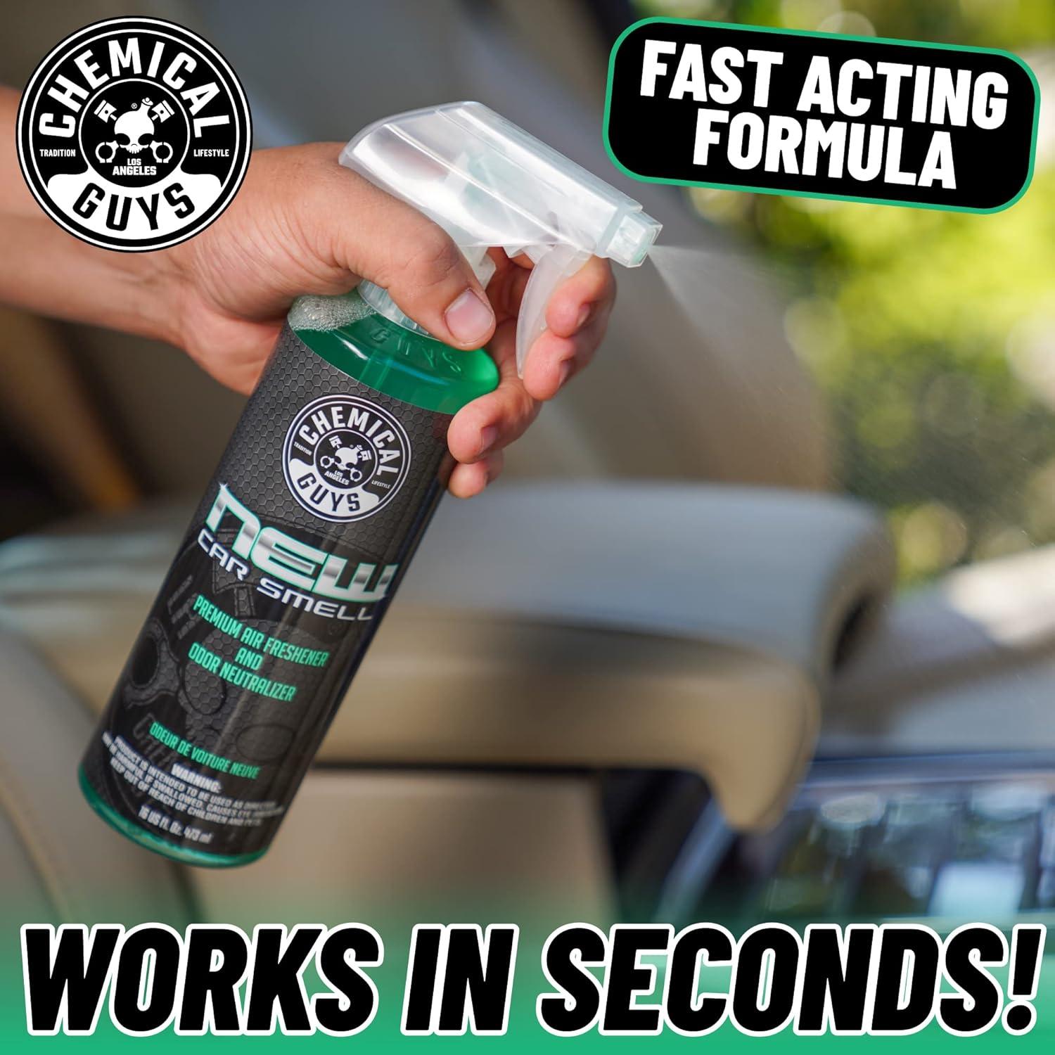 imageChemical Guys AIR10132 New Car Smell Premium Air Freshener and Odor Eliminator LongLasting Scent Great for Cars Trucks SUVs RVs ampamp More Extra Large 32 fl oz8 Fl Oz Pack of 2