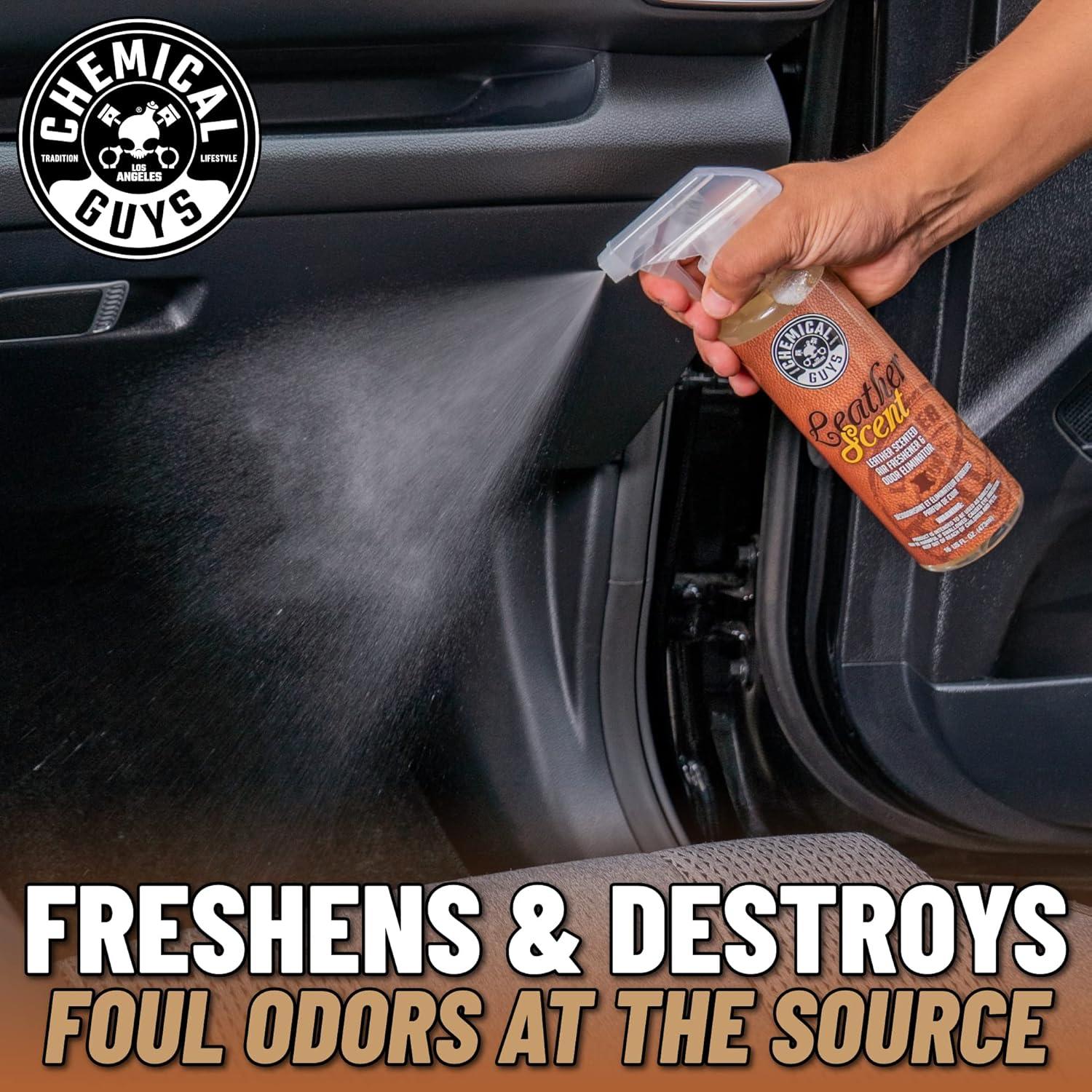imageChemical Guys AIR10132 New Car Smell Premium Air Freshener and Odor Eliminator LongLasting Scent Great for Cars Trucks SUVs RVs ampamp More Extra Large 32 fl oz1 Count Pack of 1