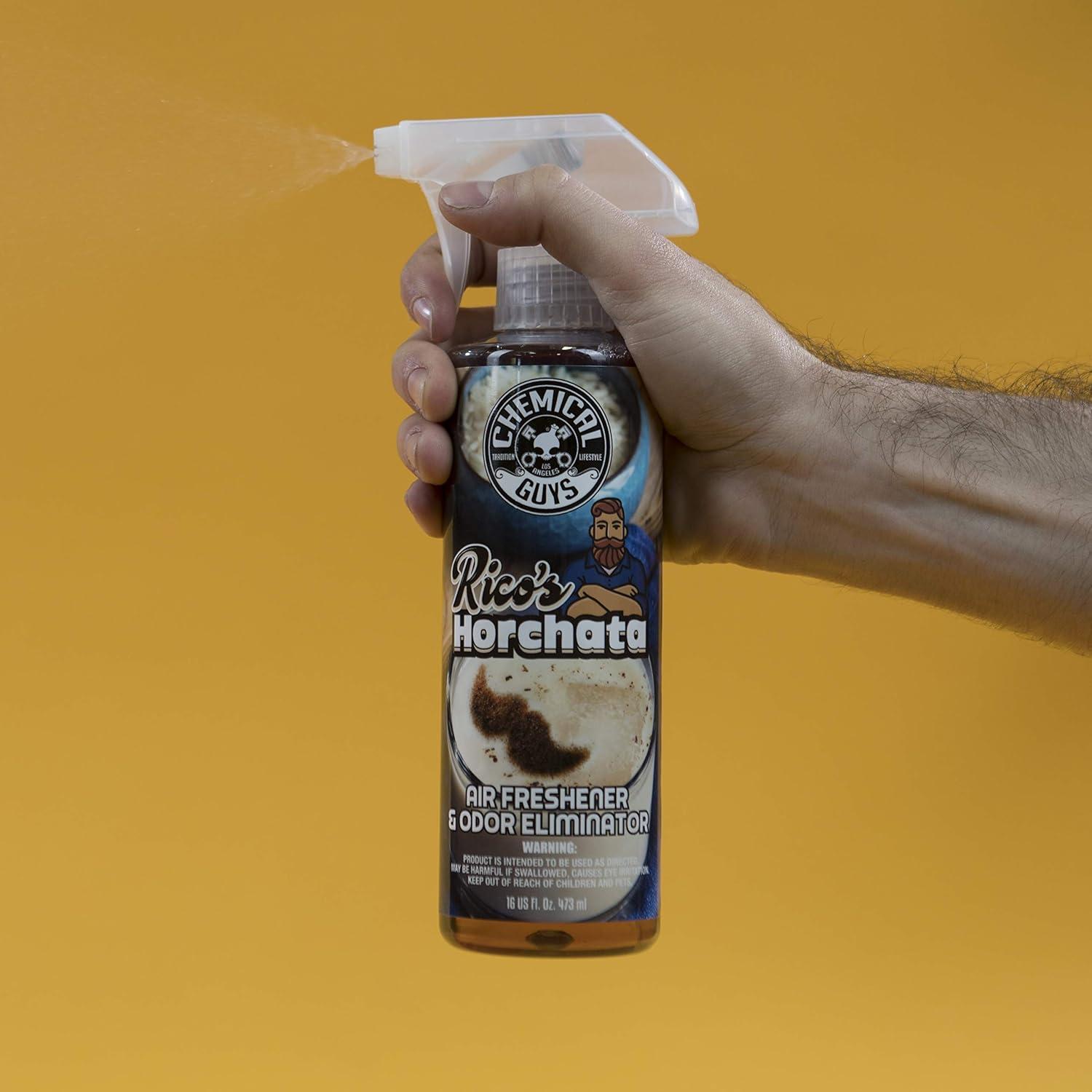 imageChemical Guys AIR10132 New Car Smell Premium Air Freshener and Odor Eliminator LongLasting Scent Great for Cars Trucks SUVs RVs ampamp More Extra Large 32 fl oz1 Count Pack of 1