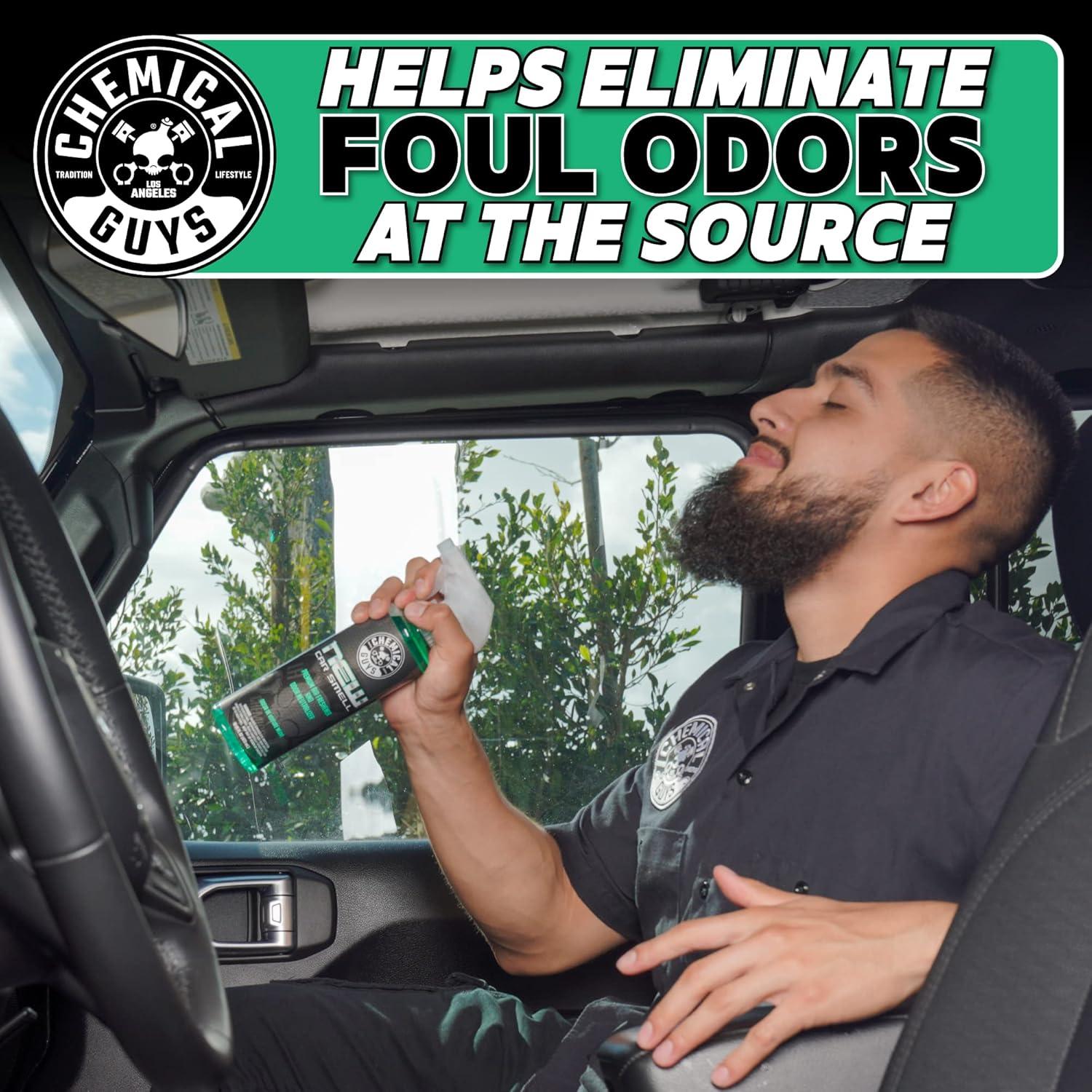 imageChemical Guys AIR10132 New Car Smell Premium Air Freshener and Odor Eliminator LongLasting Scent Great for Cars Trucks SUVs RVs ampamp More Extra Large 32 fl oz8 Fl Oz Pack of 2