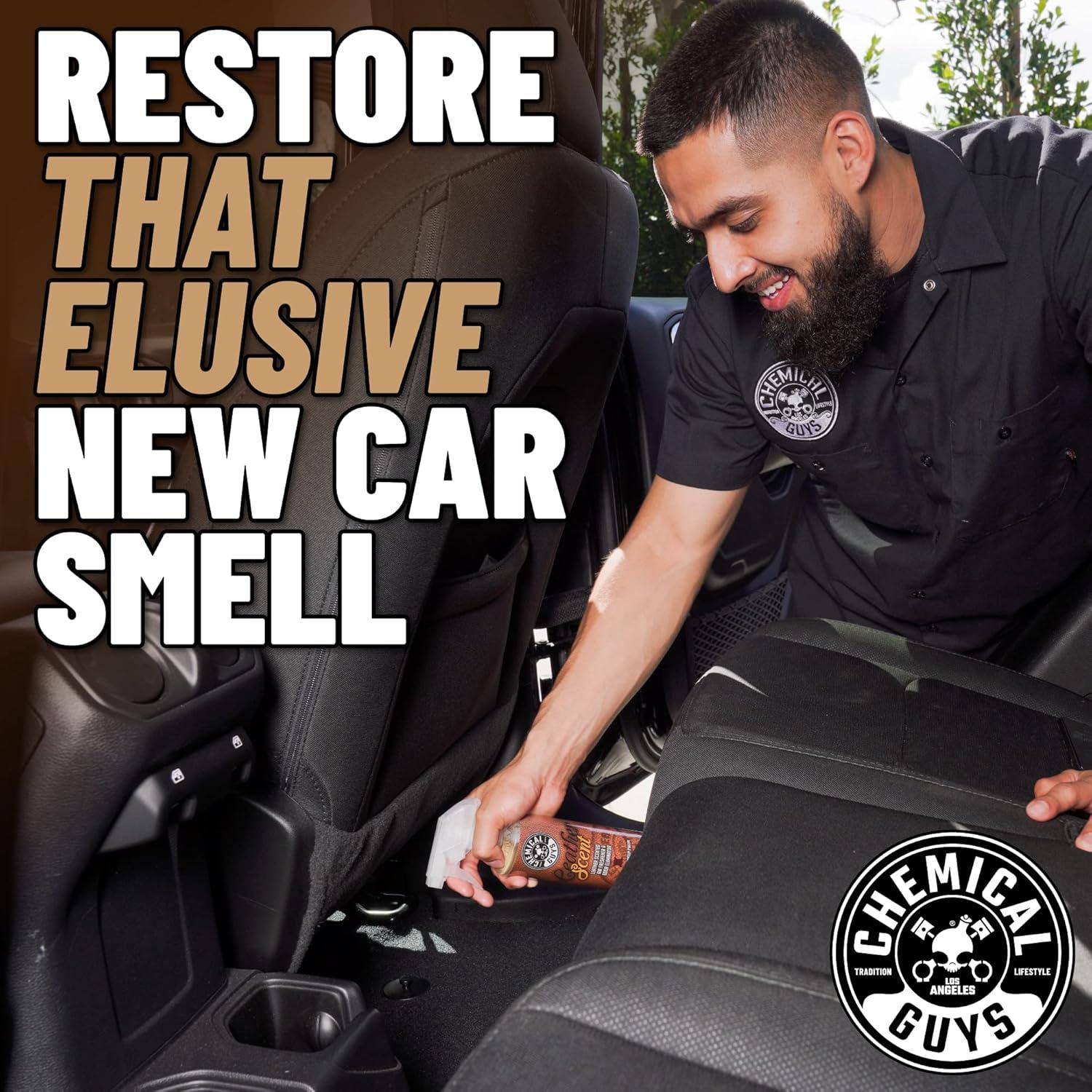 imageChemical Guys AIR10132 New Car Smell Premium Air Freshener and Odor Eliminator LongLasting Scent Great for Cars Trucks SUVs RVs ampamp More Extra Large 32 fl oz4 Fl Oz Pack of 2