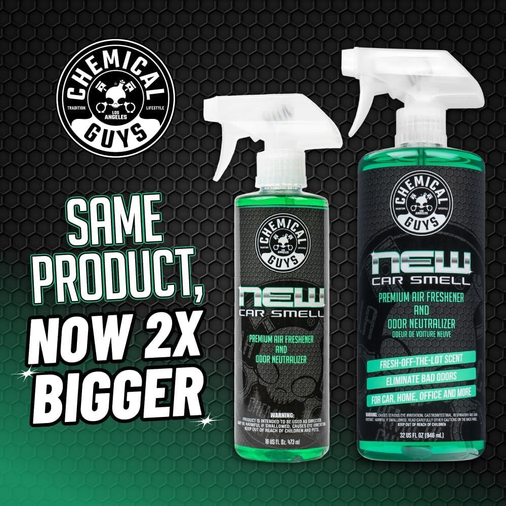 imageChemical Guys AIR10132 New Car Smell Premium Air Freshener and Odor Eliminator LongLasting Scent Great for Cars Trucks SUVs RVs ampamp More Extra Large 32 fl oz1 Count Pack of 1
