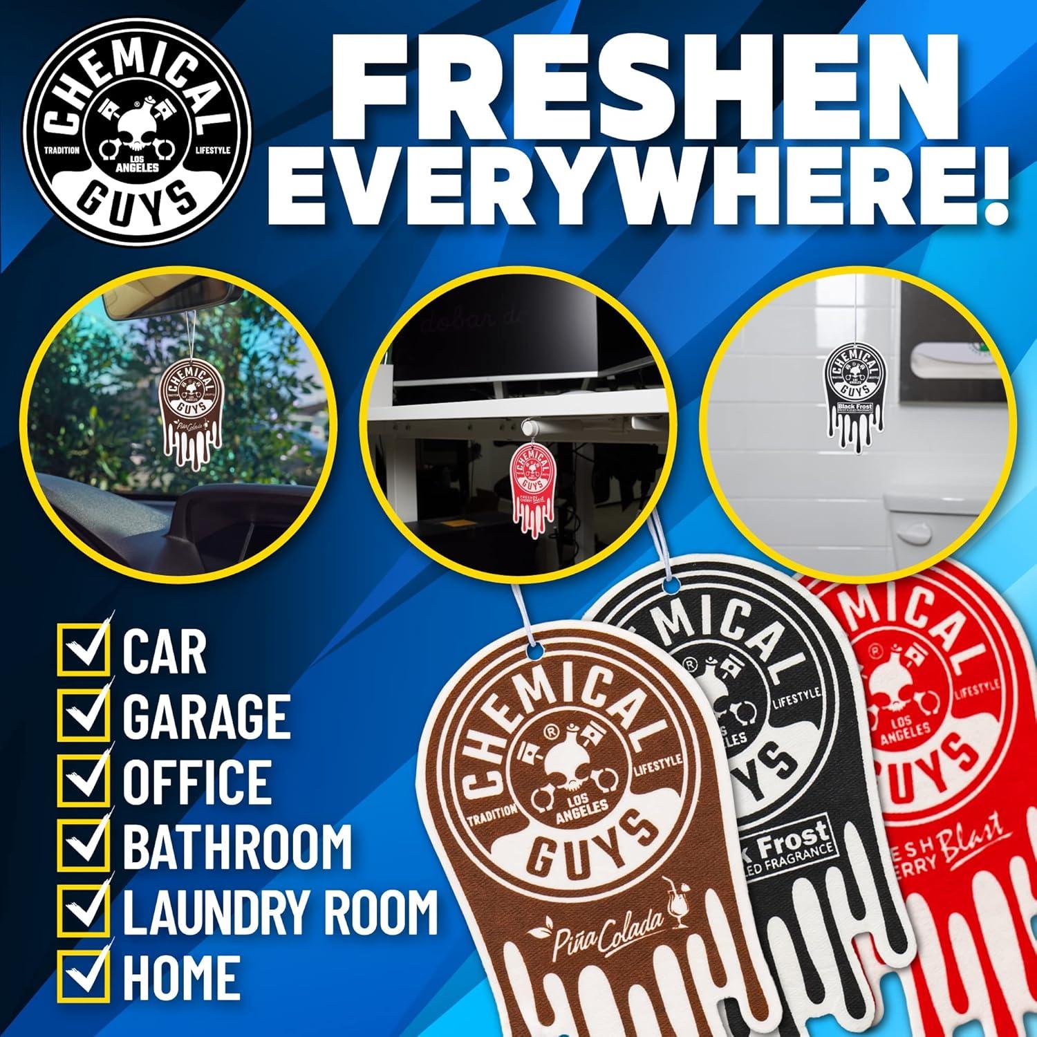 imageChemical Guys Hanging Air Freshener Variety Scent Pack 12 Pack Great for Cars Trucks SUVs RVs Home Garage Workspace Dorm Room ampamp More 4 x 3 Packs Black Frost Cherry Pina Colada  AIR40404Variety