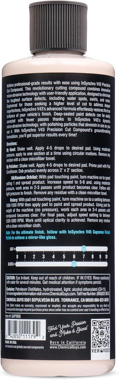 imageChemical Guys Insynchro V43 Precision Cut Compound Professional Formula Safe for Cars Trucks SUVs RVs ampamp More 16 Fl Oz  GAP11916