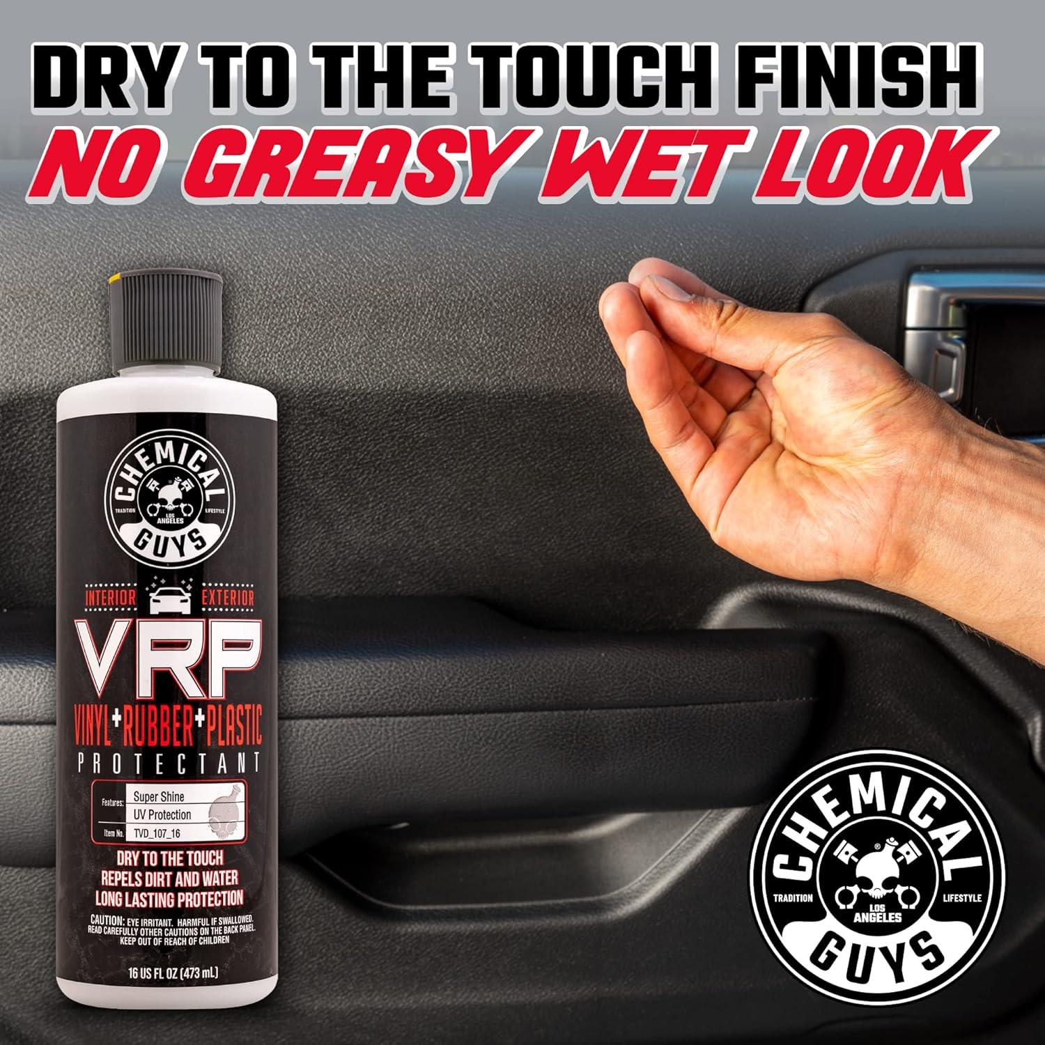 imageChemical Guys VRP Vinyl Rubber and Plastic NonGreasy DrytoTheTouch Long Lasting Super Shine Dressing for Tires Trim and More 16 fl oz 3 Pack13352 Ounce Pack of 1