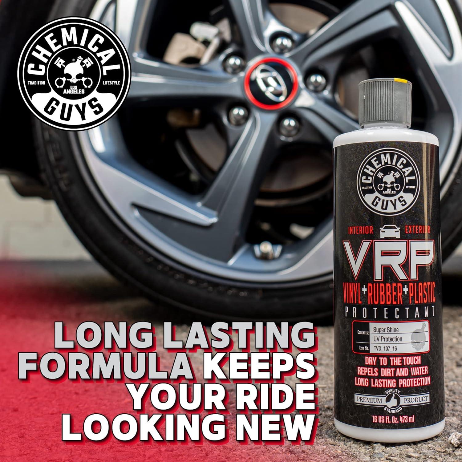 imageChemical Guys VRP Vinyl Rubber and Plastic NonGreasy DrytoTheTouch Long Lasting Super Shine Dressing for Tires Trim and More 16 fl oz 3 Pack13352 Ounce Pack of 1