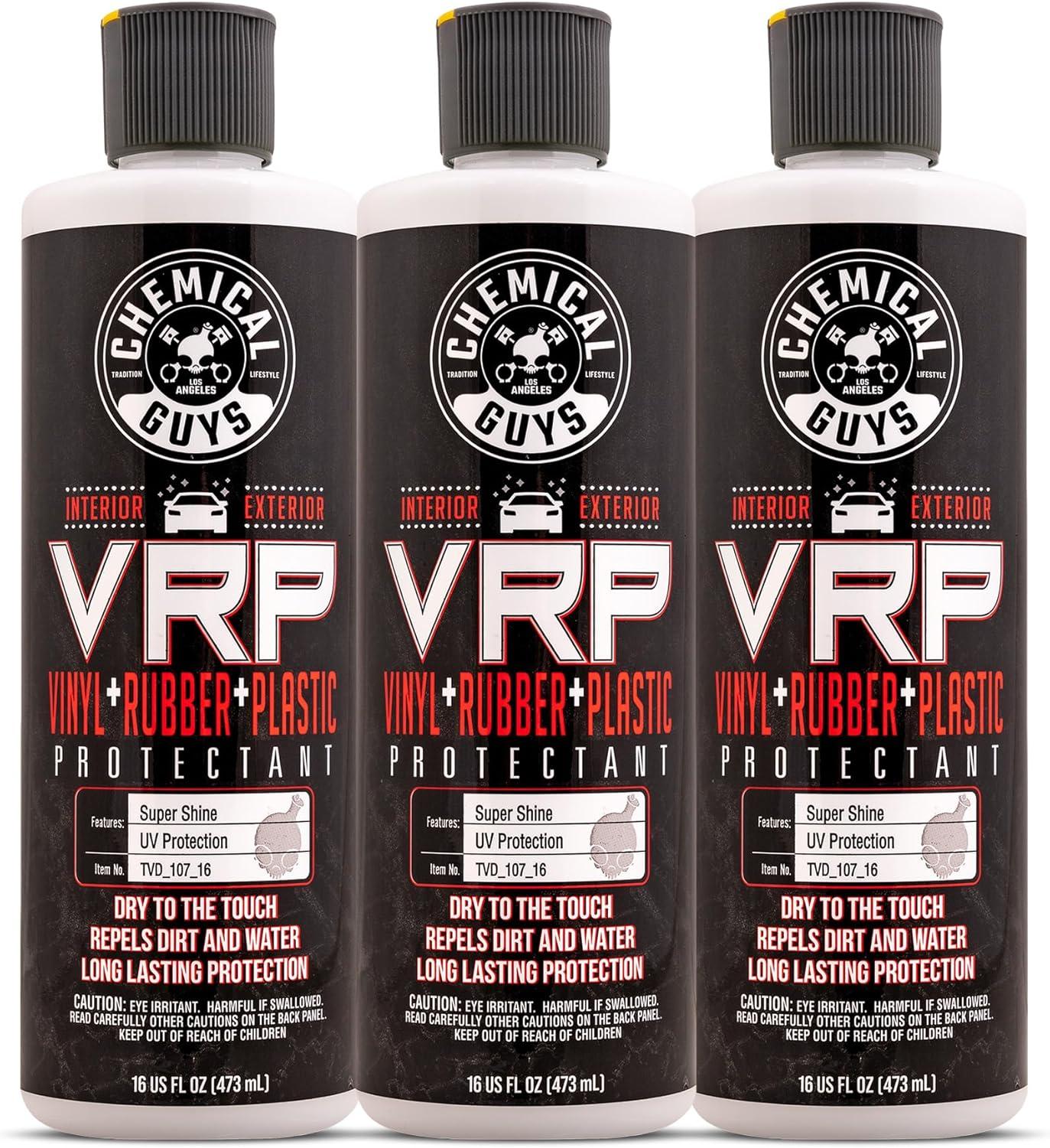 imageChemical Guys VRP Vinyl Rubber and Plastic NonGreasy DrytoTheTouch Long Lasting Super Shine Dressing for Tires Trim and More 16 fl oz 3 Pack16 Ounce Pack of 3
