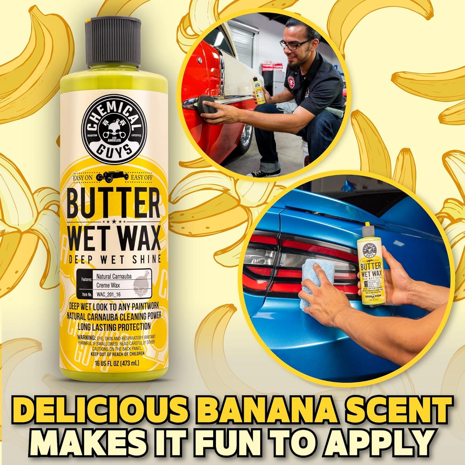 imageChemical Guys WAC201 Butter Wet Wax Deep Wet Shine for Cars Trucks SUVs RVs ampamp More 128 fl oz 1 Gallon Banana Scent