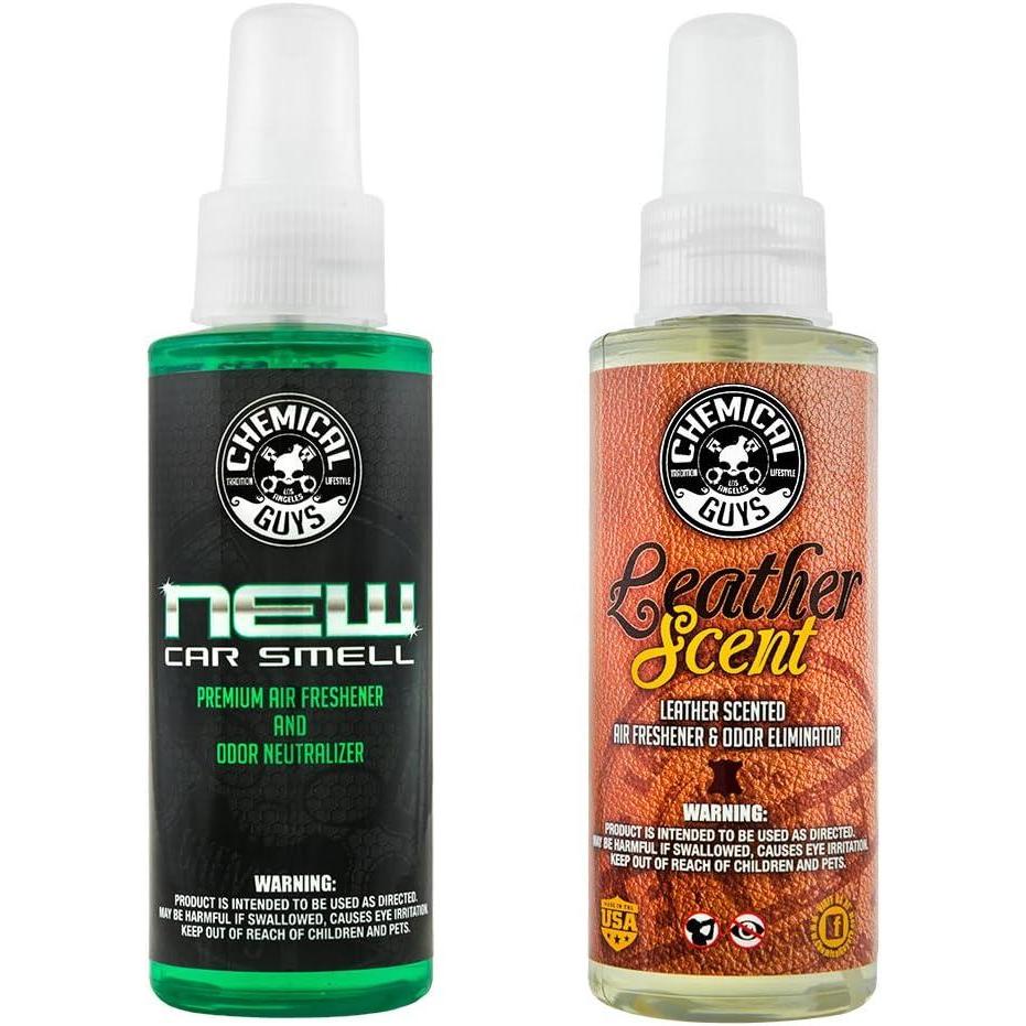 imageChemical Guys AIR10132 New Car Smell Premium Air Freshener and Odor Eliminator LongLasting Scent Great for Cars Trucks SUVs RVs ampamp More Extra Large 32 fl oz4 Fl Oz Pack of 2