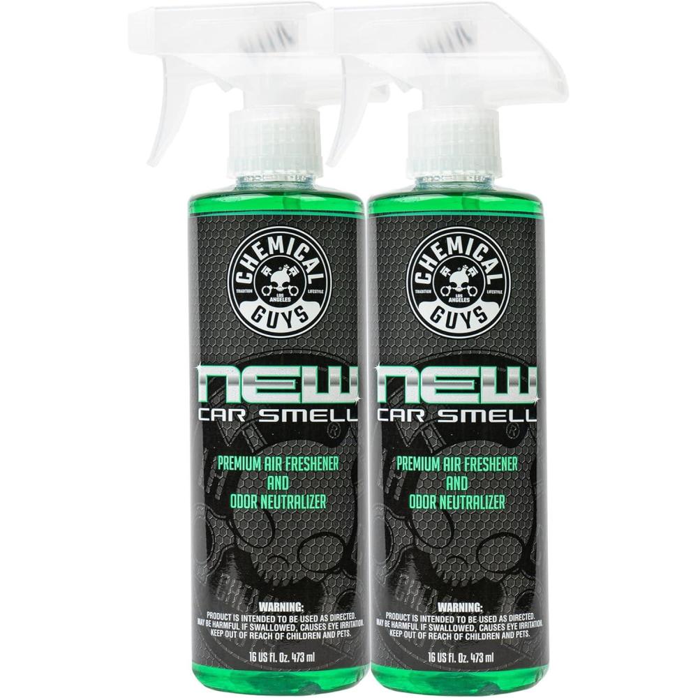 imageChemical Guys AIR10132 New Car Smell Premium Air Freshener and Odor Eliminator LongLasting Scent Great for Cars Trucks SUVs RVs ampamp More Extra Large 32 fl oz8 Fl Oz Pack of 2
