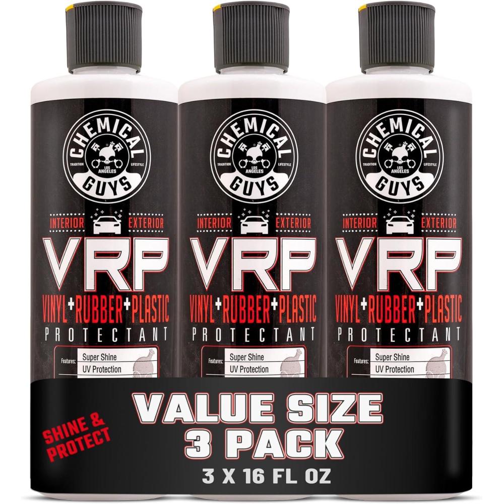 imageChemical Guys VRP Vinyl Rubber and Plastic NonGreasy DrytoTheTouch Long Lasting Super Shine Dressing for Tires Trim and More 16 fl oz 3 Pack16 Ounce Pack of 3