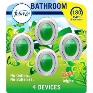 imageFebreze Bathroom Air Freshener OdorFighting Plug In Alternative Air Fresheners for Home and Bathroom and Kitchen Closet Air Fresheners Gain Original Scent 4 Count4 Ounce Pack of 1