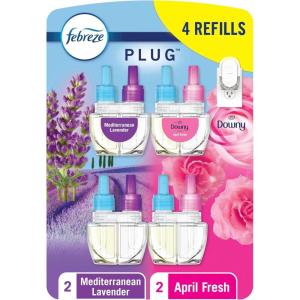 imageFebreze OdorFighting Fade Defy PLUG Air FreshenerDowny April Fresh Mediterranean Lavender 87 fl oz Oil Refills 4 Refills 2 of Each