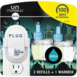 imageFebreze Plug in Air Freshener OdorFighting Scented Oil Refill Air Fresheners for Home and Bathroom and Kitchen Long Lasting for Strong Odors Unstopables Fresh Scent 087oz Refills 3 Count087 Fl Oz Pack of 2