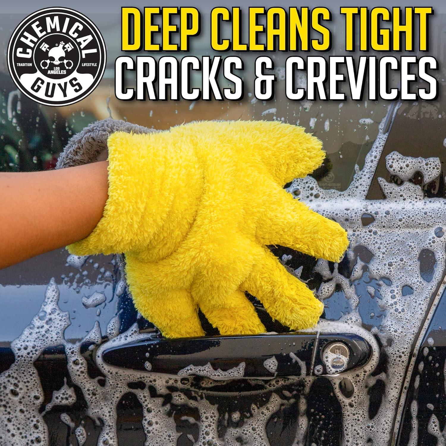 imageChemical Guys MIC510 The Stranger Helpful Handy Car Wash Mitt  Yellow Microfiber Towels for Detailing Holds Tons of Soapy Suds Flexible  Perfect for Car Cleaning