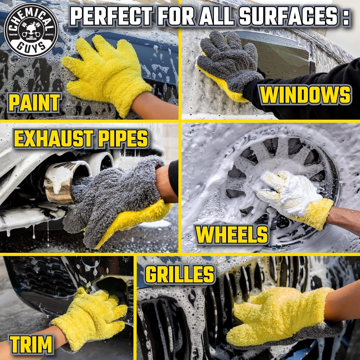 imageChemical Guys MIC510 The Stranger Helpful Handy Car Wash Mitt  Yellow Microfiber Towels for Detailing Holds Tons of Soapy Suds Flexible  Perfect for Car Cleaning