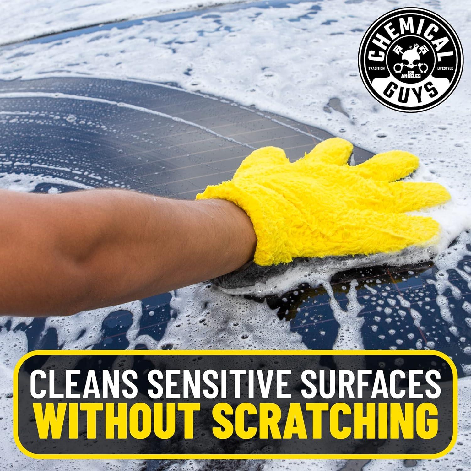 imageChemical Guys MIC510 The Stranger Helpful Handy Car Wash Mitt  Yellow Microfiber Towels for Detailing Holds Tons of Soapy Suds Flexible  Perfect for Car Cleaning