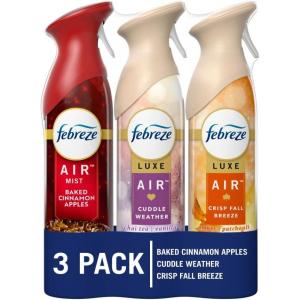 imageFebreze Air Freshener Spray OdorFighting Room Spray Crisp Fall Breeze Cuddle Weather Baked Cinnamon Apple 88oz 3 Count