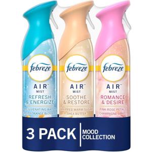 imageFebreze Air Mist Air Freshener Spray OdorFighting Room Spray for Home and Bathroom and Kitchen Aerosol Can Refresh ampamp Energize Soothe ampamp Restore Romance ampamp Desire Scent 88oz 3 Count