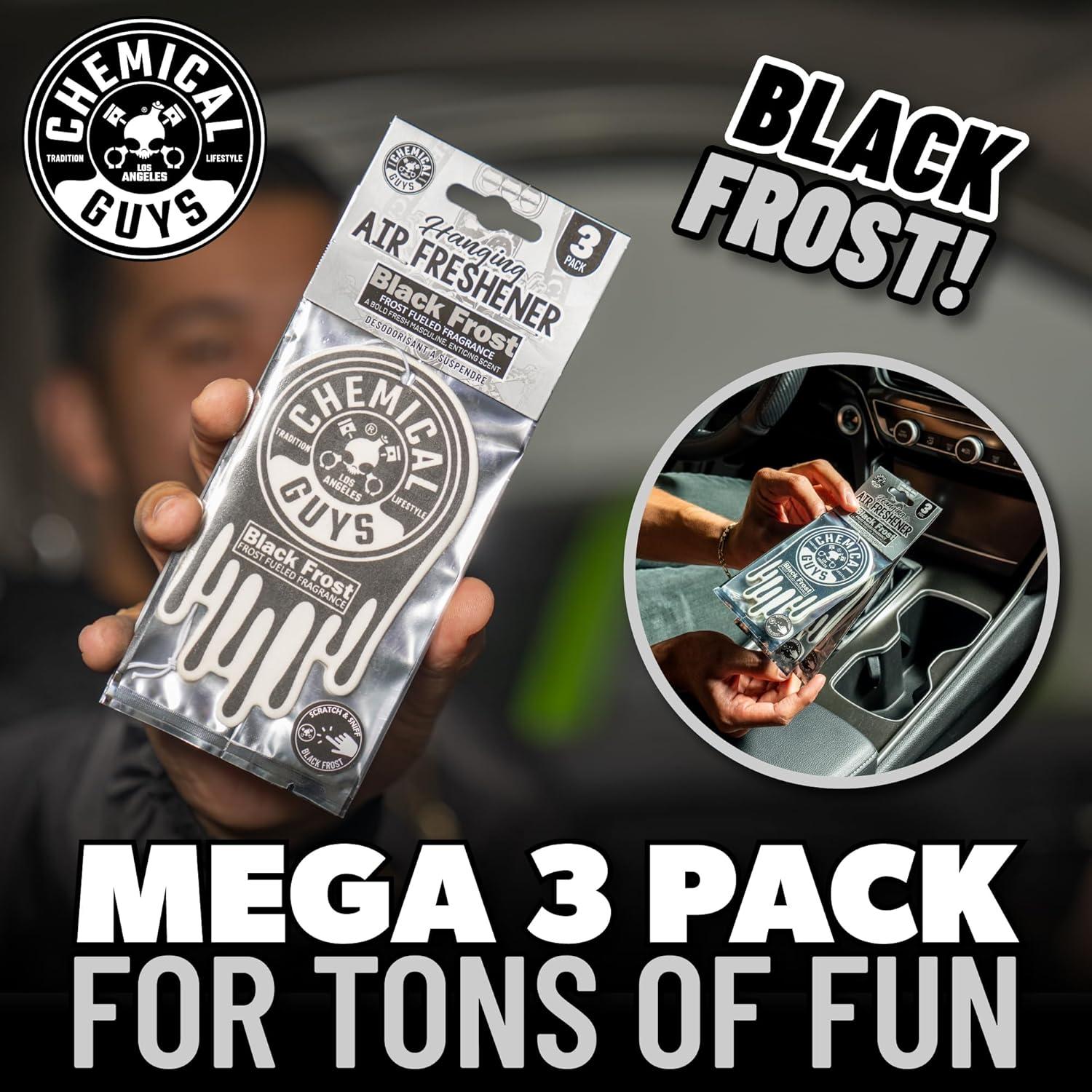 imageChemical Guys Hanging Air Freshener Black Frost Scent 6 Pack Great for Cars Trucks SUVs RVs Home Garage Workspace Dorm Room ampamp More 2 x 3 Packs  AIR40502