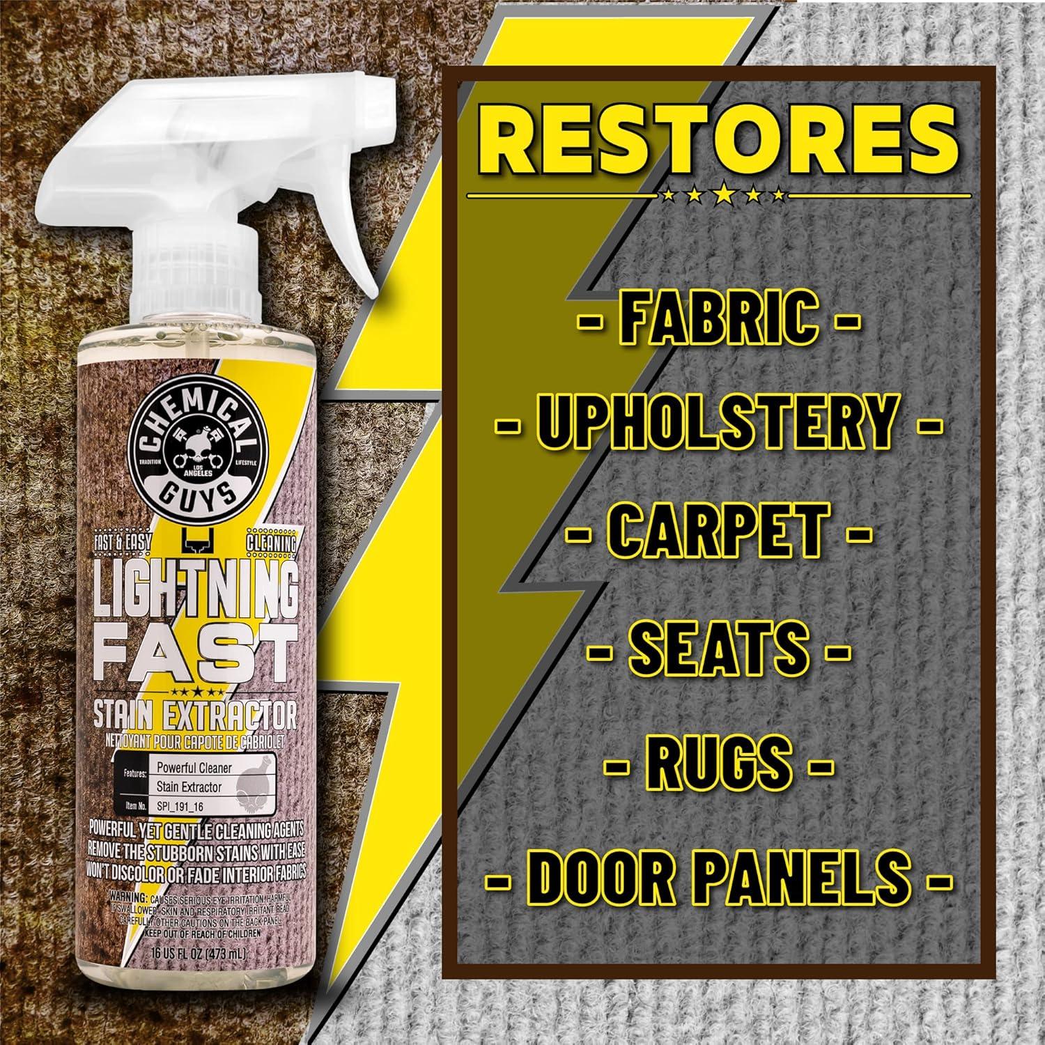 imageChemical Guys SPI1911603 Lightning Fast Carpet and Upholstery Stain Extractor Fabric Upholstery ampamp Carpet Safe for Cars Home Office Furniture ampamp More 16 fl oz Fresh Scent16 oz