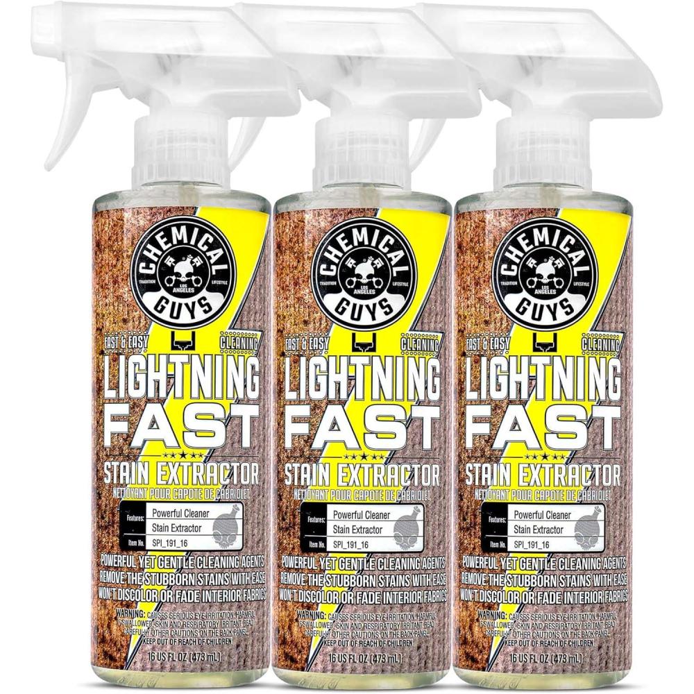 imageChemical Guys SPI1911603 Lightning Fast Carpet and Upholstery Stain Extractor Fabric Upholstery ampamp Carpet Safe for Cars Home Office Furniture ampamp More 16 fl oz Fresh Scent16 Fl Oz Pack of 3