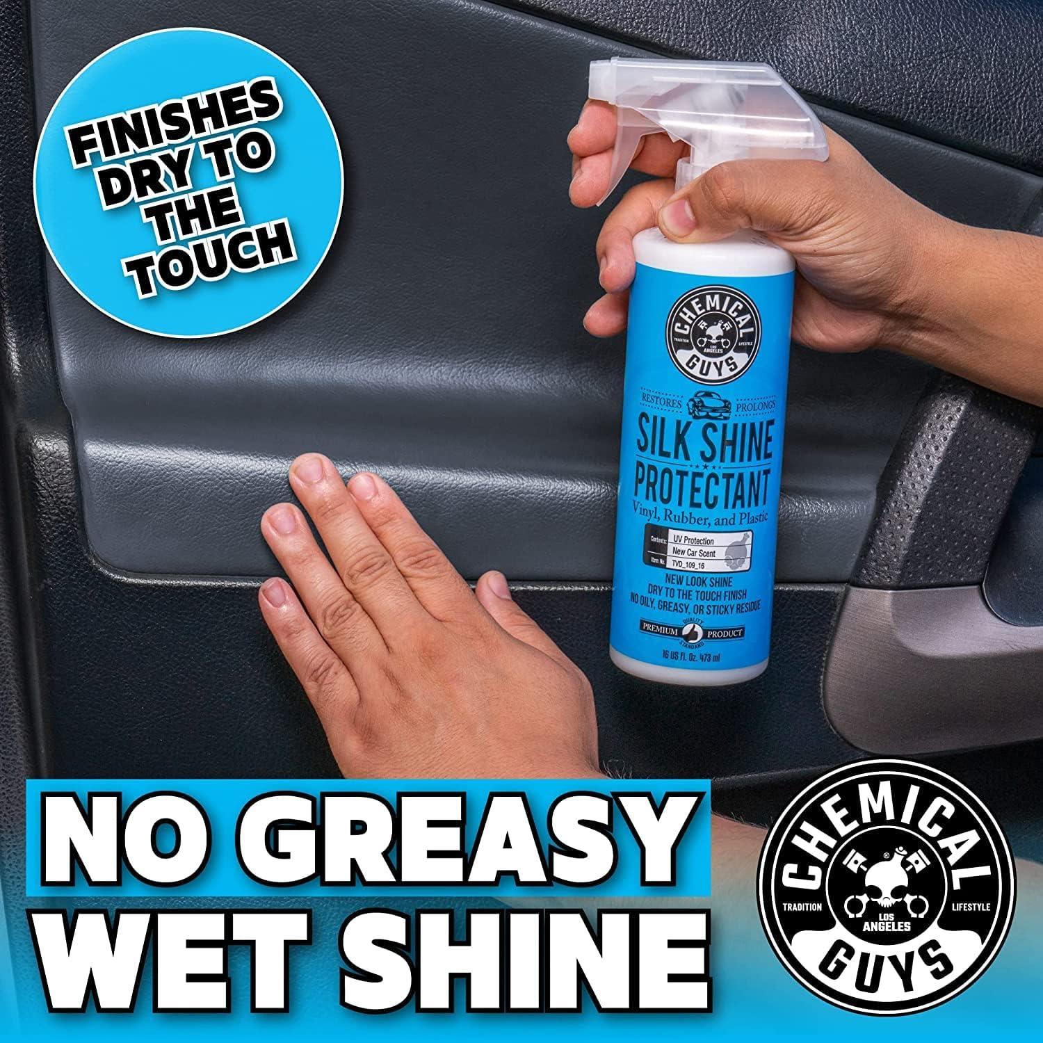 imageChemical Guys TVD1091602 Silk Shine Sprayable DrytoTheTouch Dressing and Protectant for Tires Trim Vinyl Plastic and More Safe for Cars Trucks Motorcycles RVs ampamp More 16 fl oz 2 Pack1600 Fl Oz Pack of 2