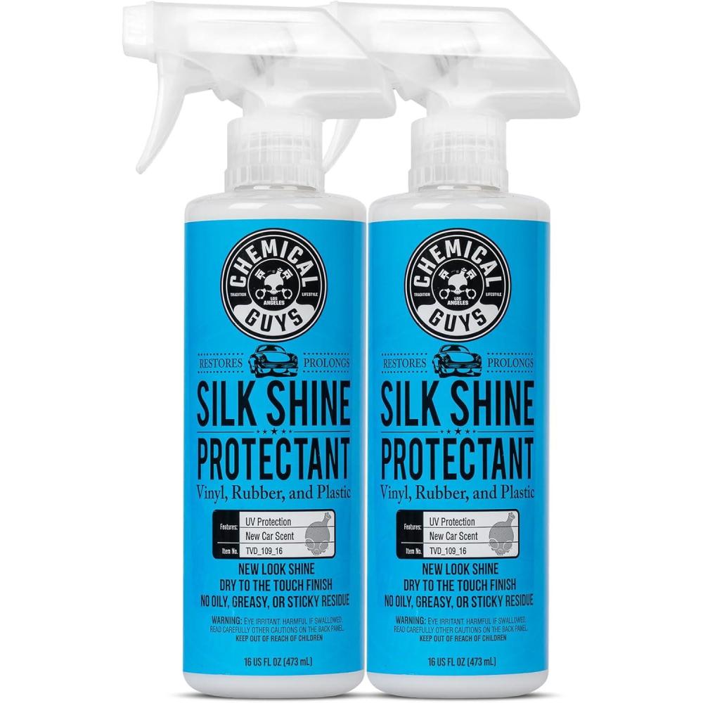 imageChemical Guys TVD1091602 Silk Shine Sprayable DrytoTheTouch Dressing and Protectant for Tires Trim Vinyl Plastic and More Safe for Cars Trucks Motorcycles RVs ampamp More 16 fl oz 2 Pack1600 Fl Oz Pack of 2