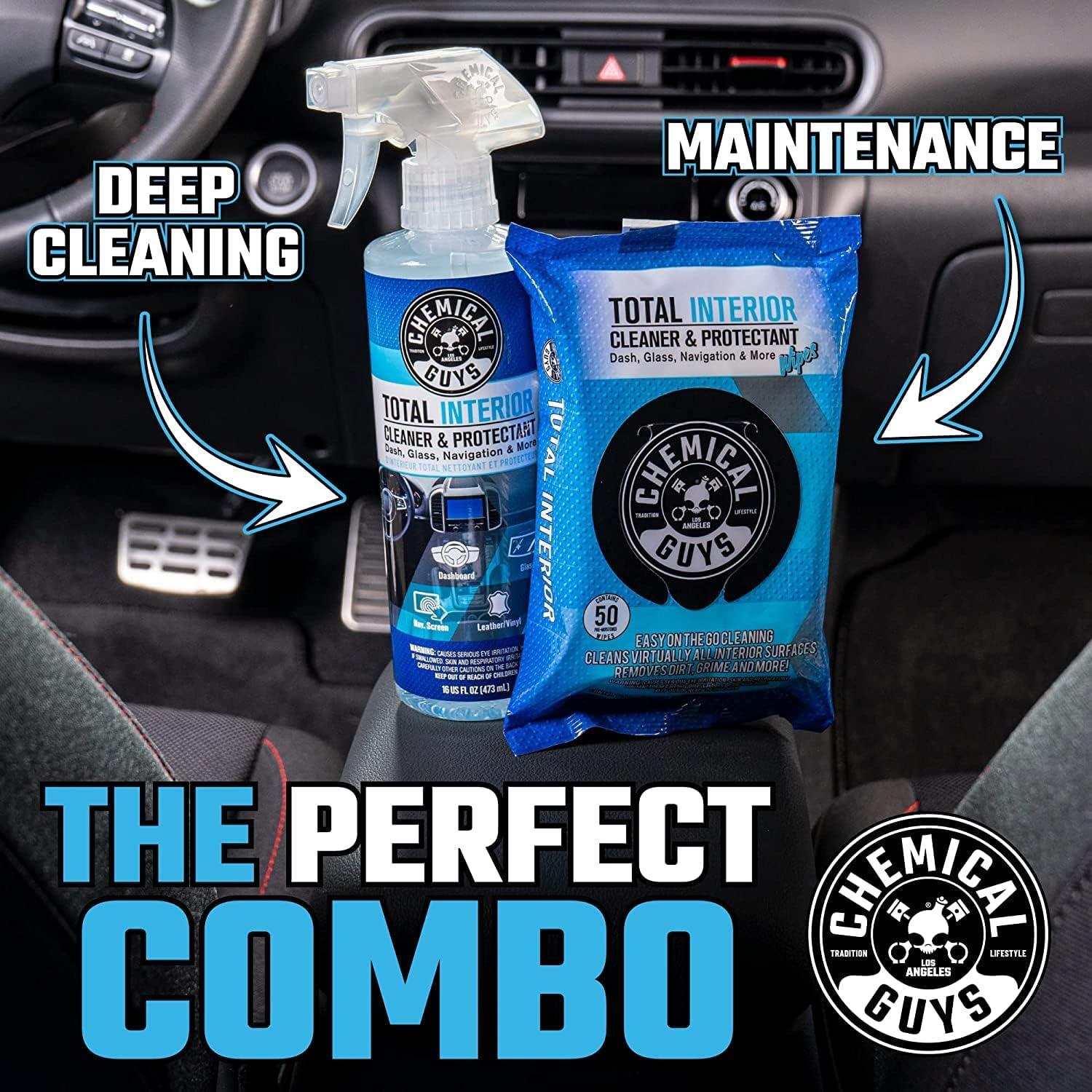 imageChemical Guys Complete Total Interior Cleaner ampamp Protectant Kit  5 Items Including 16 oz Sprayable Total Interior Cleaner ampamp Protectant 50 Pack of Total Interior Wipes ampamp 3 Microfiber Towels