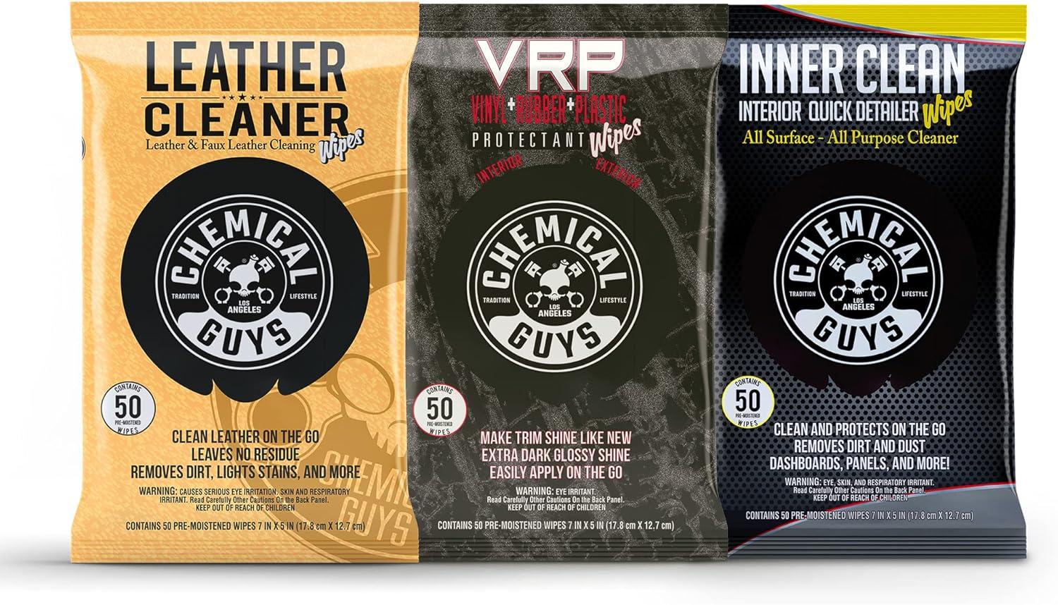 imageChemical Guys PMWSPI22050 Total Interior ampamp Protectant PMWSPI66350 Inner Clean ampamp PMWTVD10750 VRP Shine ampamp Protect Wipes Variety 3 Pack Safe for Cars Trucks SUVs Jeeps RVs ampamp More 150 Ct 3 Pack3 Pack