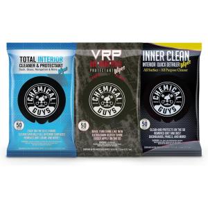 imageChemical Guys PMWSPI22050 Total Interior ampamp Protectant PMWSPI66350 Inner Clean ampamp PMWTVD10750 VRP Shine ampamp Protect Wipes Variety 3 Pack Safe for Cars Trucks SUVs Jeeps RVs ampamp More 150 Ct 3 Pack3 Pack