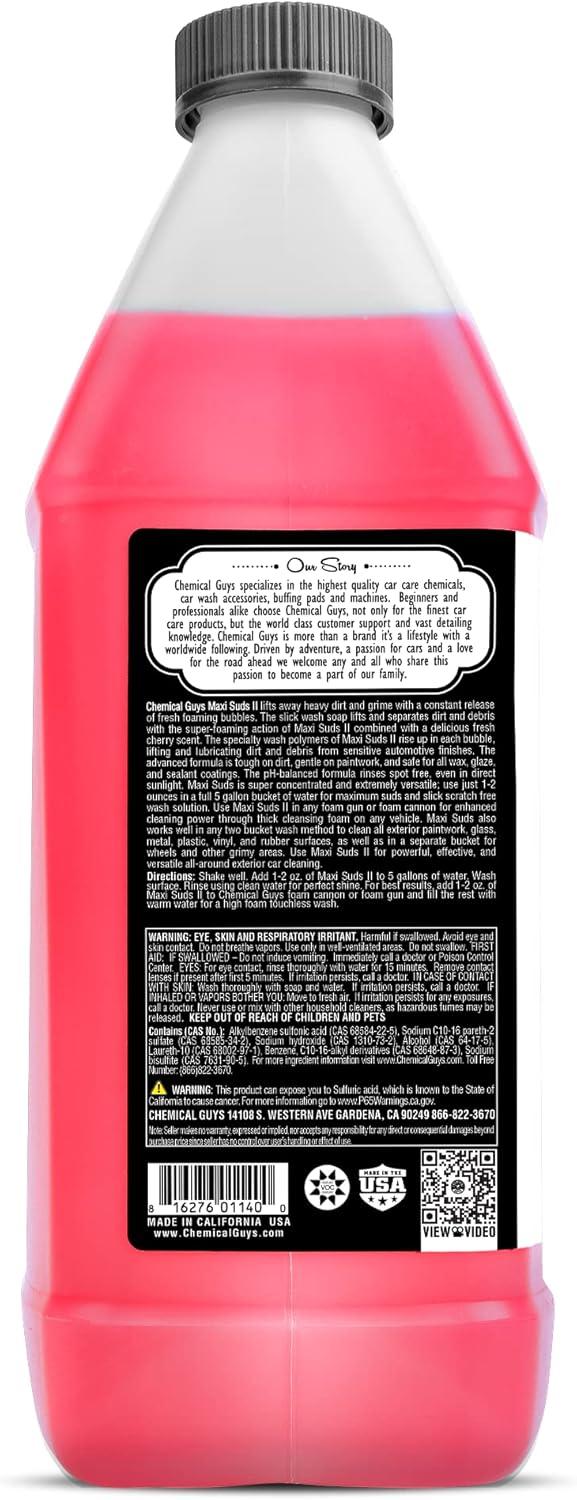 imageChemical Guys CWS101 MaxiSuds II Foaming Car Wash Soap Works with Foam CannonsGuns or Bucket Washes Safe for Cars Trucks Motorcycles RVs ampamp More 128 fl oz 1 Gallon Cherry Scent128 Fl Oz Pack of 1