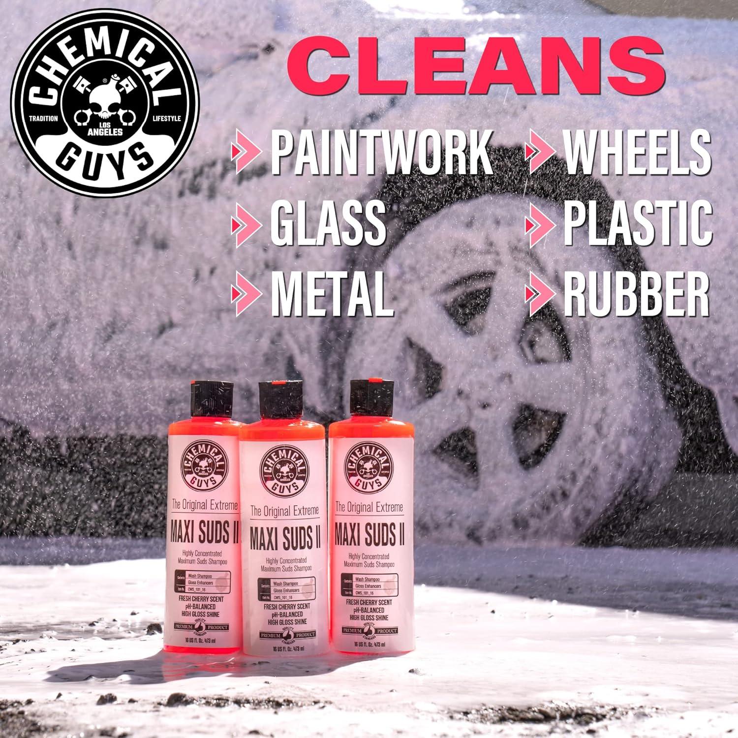 imageChemical Guys CWS101 MaxiSuds II Foaming Car Wash Soap Works with Foam CannonsGuns or Bucket Washes Safe for Cars Trucks Motorcycles RVs ampamp More 128 fl oz 1 Gallon Cherry Scent128 Fl Oz Pack of 1