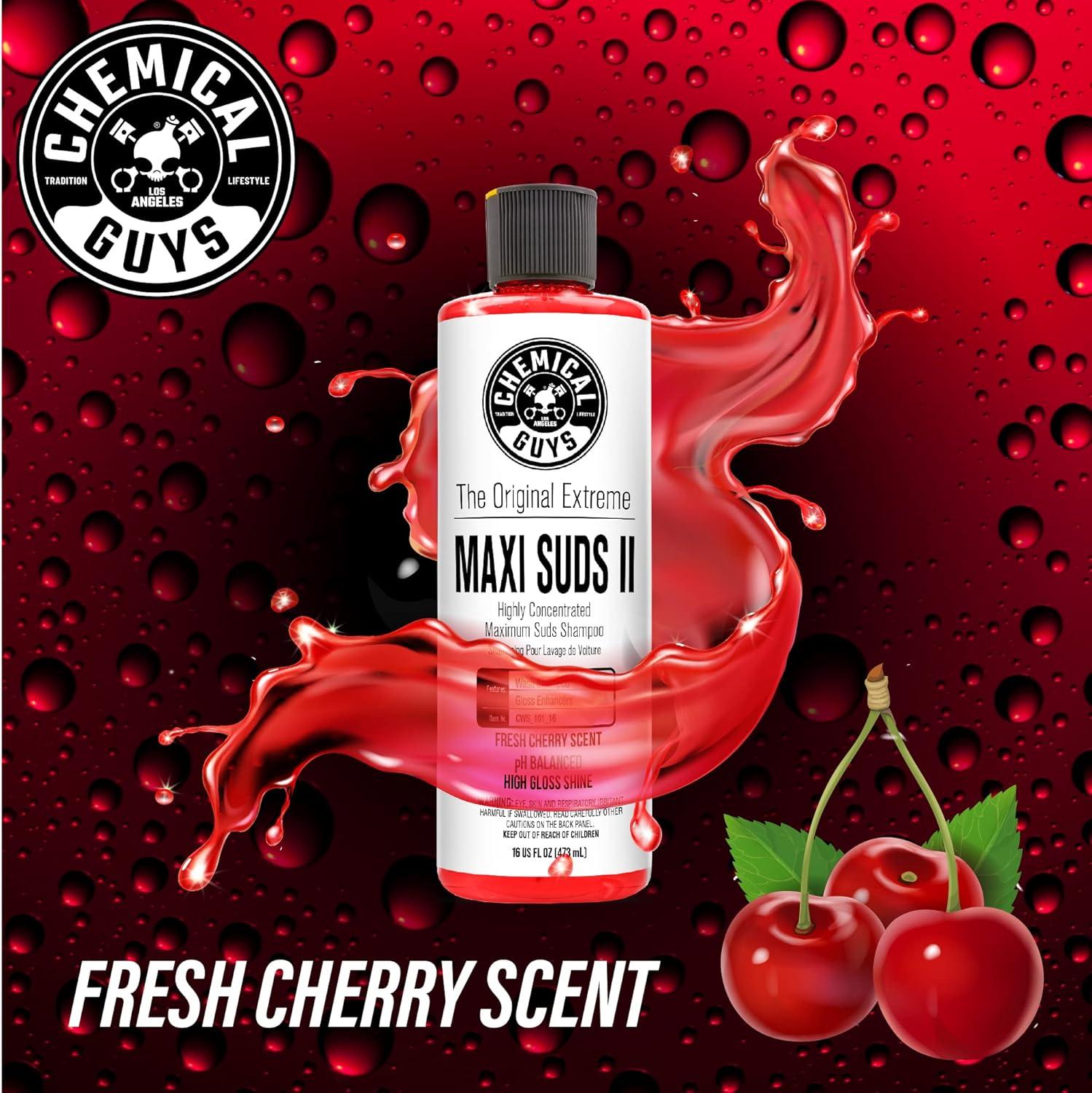 imageChemical Guys CWS101 MaxiSuds II Foaming Car Wash Soap Works with Foam CannonsGuns or Bucket Washes Safe for Cars Trucks Motorcycles RVs ampamp More 128 fl oz 1 Gallon Cherry Scent64 oz