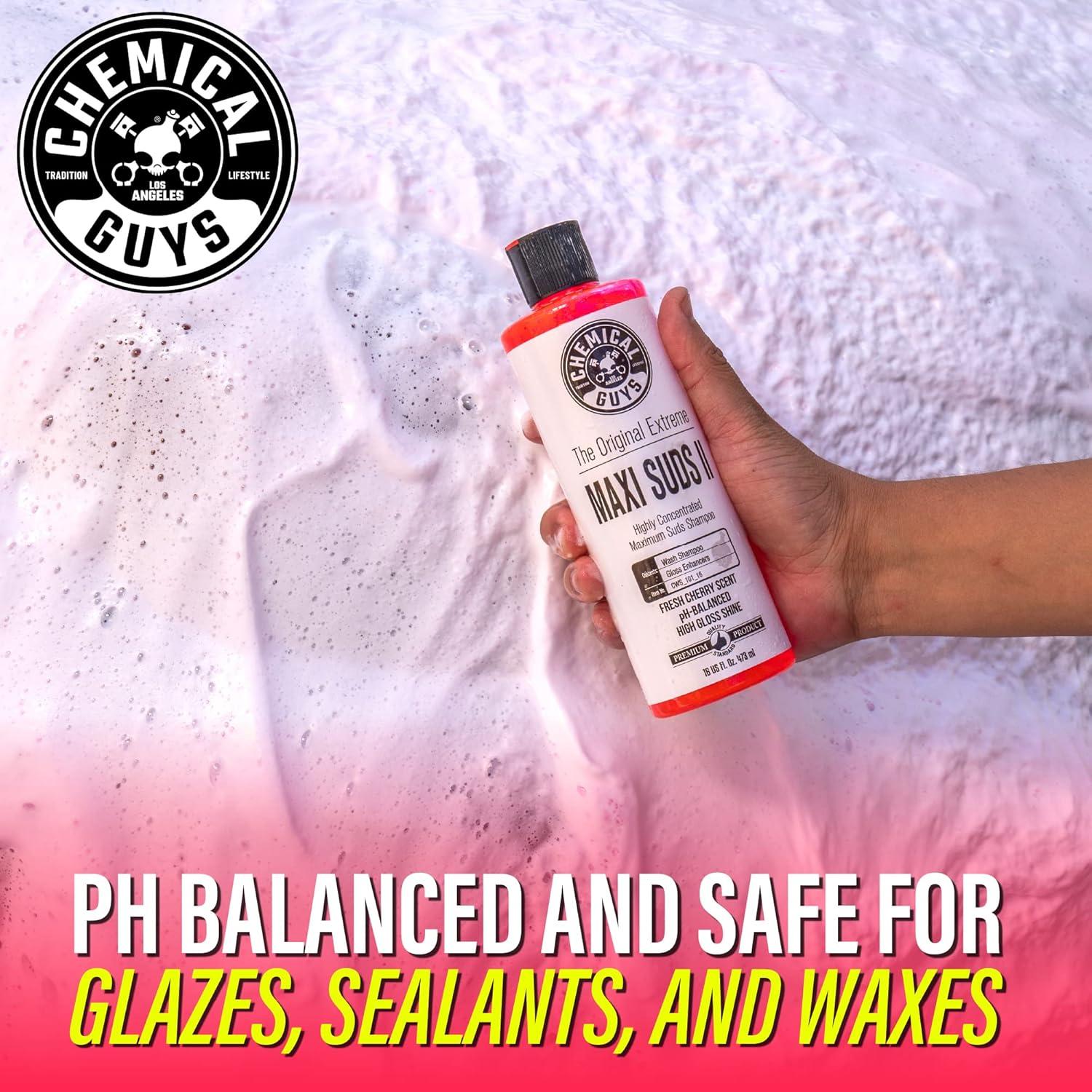 imageChemical Guys CWS101 MaxiSuds II Foaming Car Wash Soap Works with Foam CannonsGuns or Bucket Washes Safe for Cars Trucks Motorcycles RVs ampamp More 128 fl oz 1 Gallon Cherry Scent128 Fl Oz Pack of 1