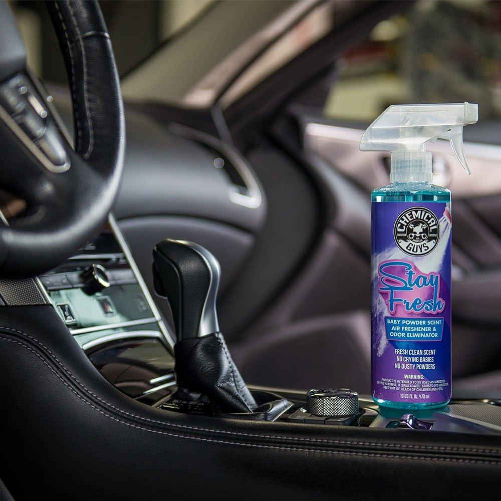 imageChemical Guys AIR23416 Stay Fresh Baby Powder Scented Premium Air Freshener and Odor Eliminator Great for Cars Trucks SUVs RVs Home Office Dorm Room ampamp More 16 fl oz16 Fl Oz Pack of 1