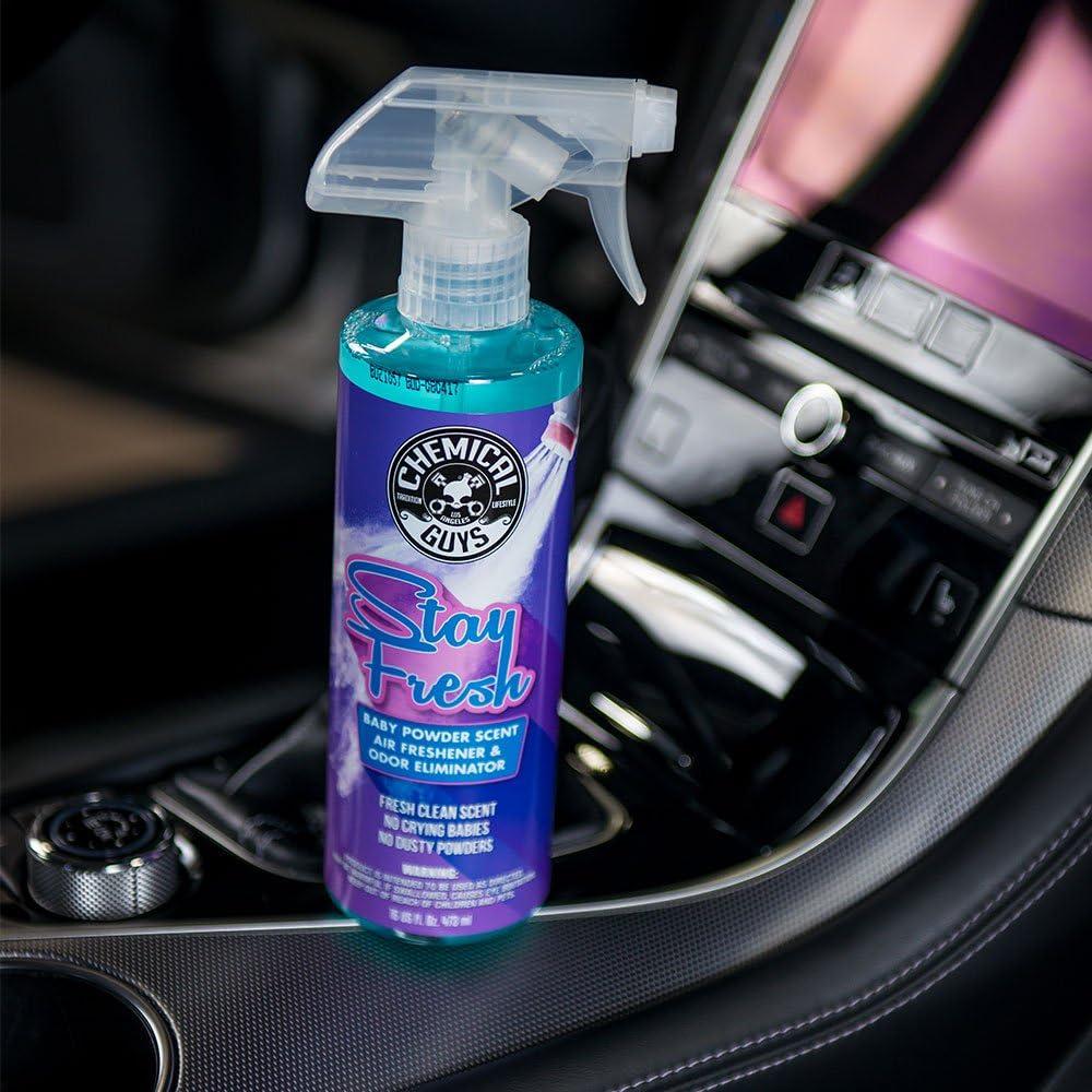 imageChemical Guys AIR23416 Stay Fresh Baby Powder Scented Premium Air Freshener and Odor Eliminator Great for Cars Trucks SUVs RVs Home Office Dorm Room ampamp More 16 fl oz16 Fl Oz Pack of 1