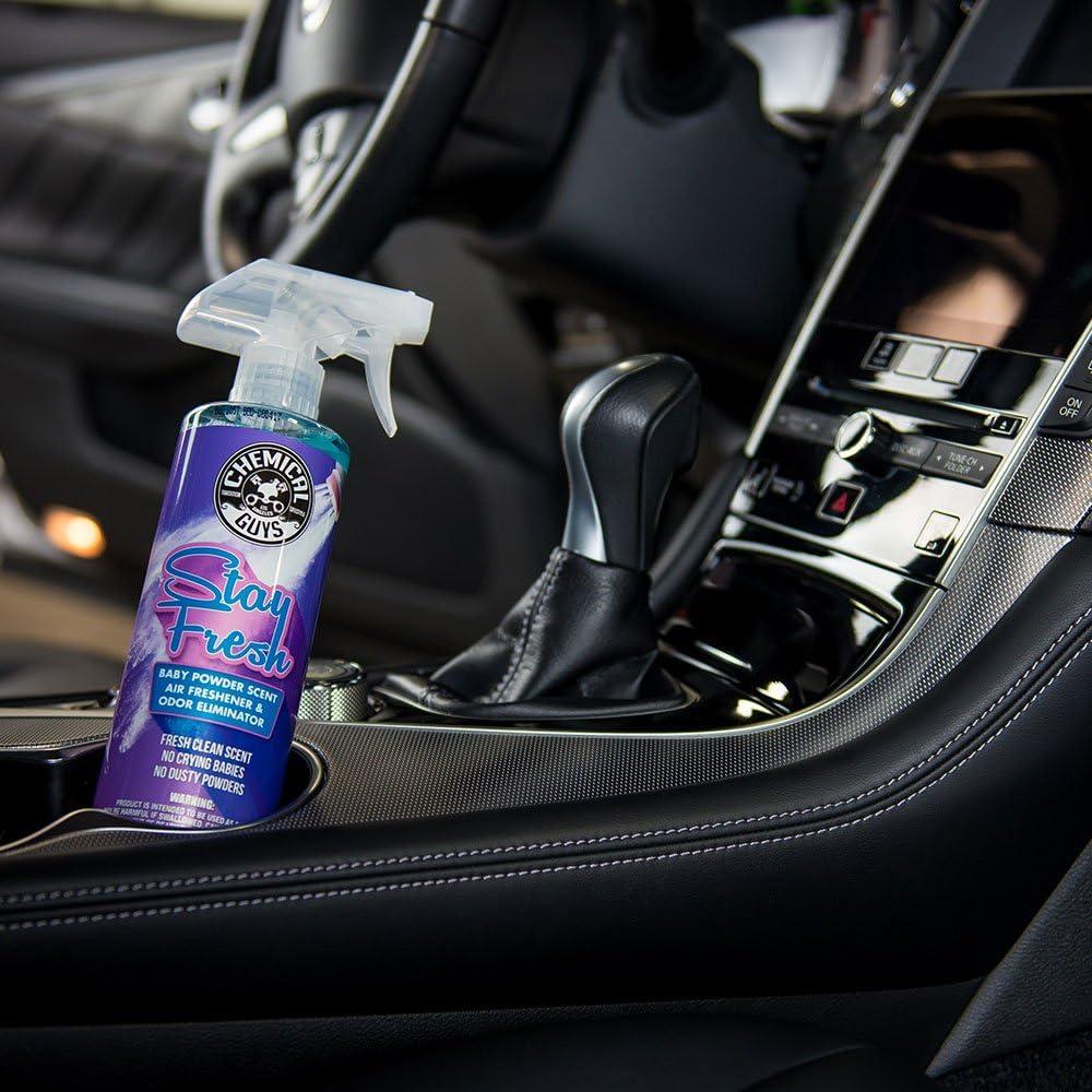 imageChemical Guys AIR23416 Stay Fresh Baby Powder Scented Premium Air Freshener and Odor Eliminator Great for Cars Trucks SUVs RVs Home Office Dorm Room ampamp More 16 fl oz16 Fl Oz Pack of 1