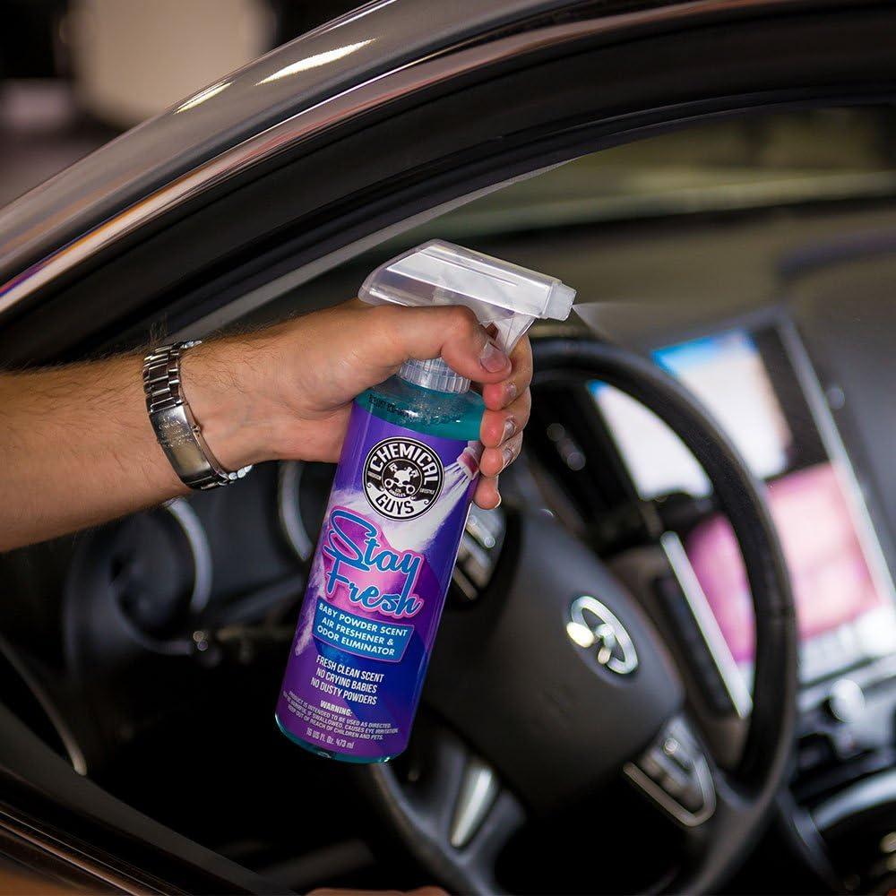 imageChemical Guys AIR23416 Stay Fresh Baby Powder Scented Premium Air Freshener and Odor Eliminator Great for Cars Trucks SUVs RVs Home Office Dorm Room ampamp More 16 fl oz16 Fl Oz Pack of 1