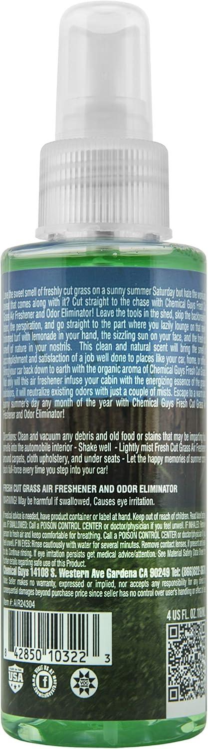 imageChemical Guys AIR24304 Fresh Cut Grass Scent Air Freshener ampamp Odor Eliminator Great for Cars Trucks SUVs RVs Home Office Dorm Room ampamp More 4 fl oz