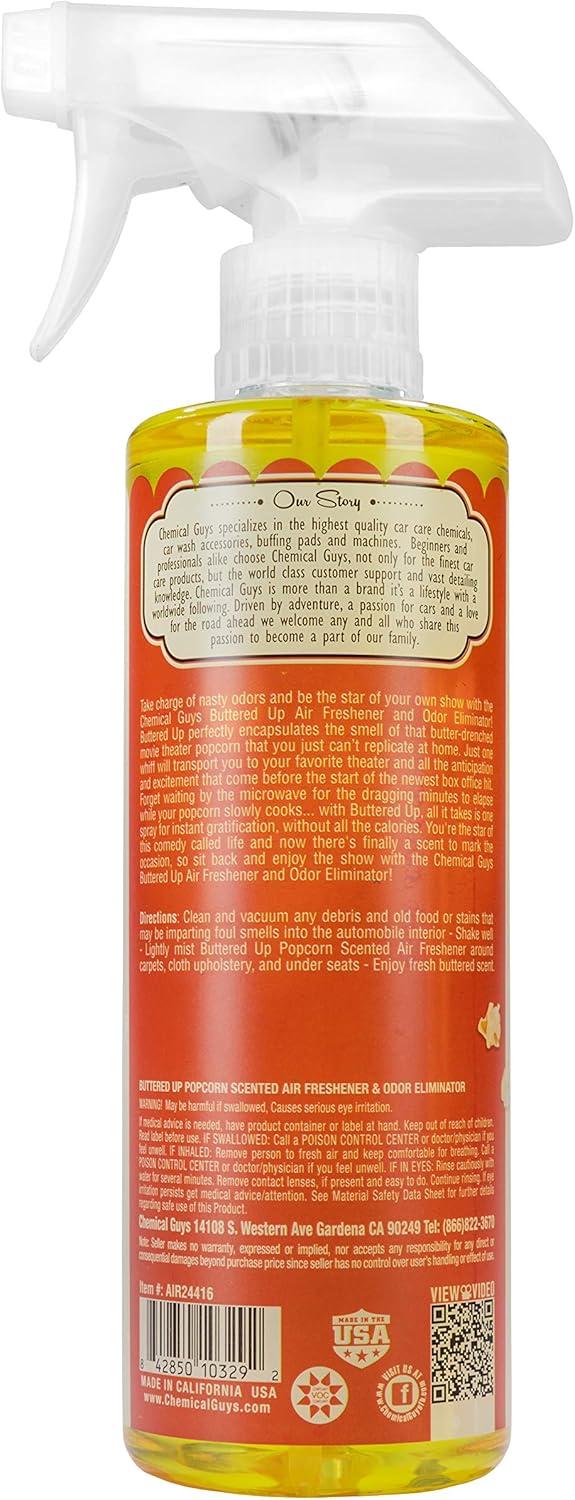 imageChemical Guys AIR24416 Buttered Up Popcorn Scented Air Freshener and Odor Eliminator Great for Cars Trucks SUVs RVs Home Office Dorm Room ampamp More 16 fl oz