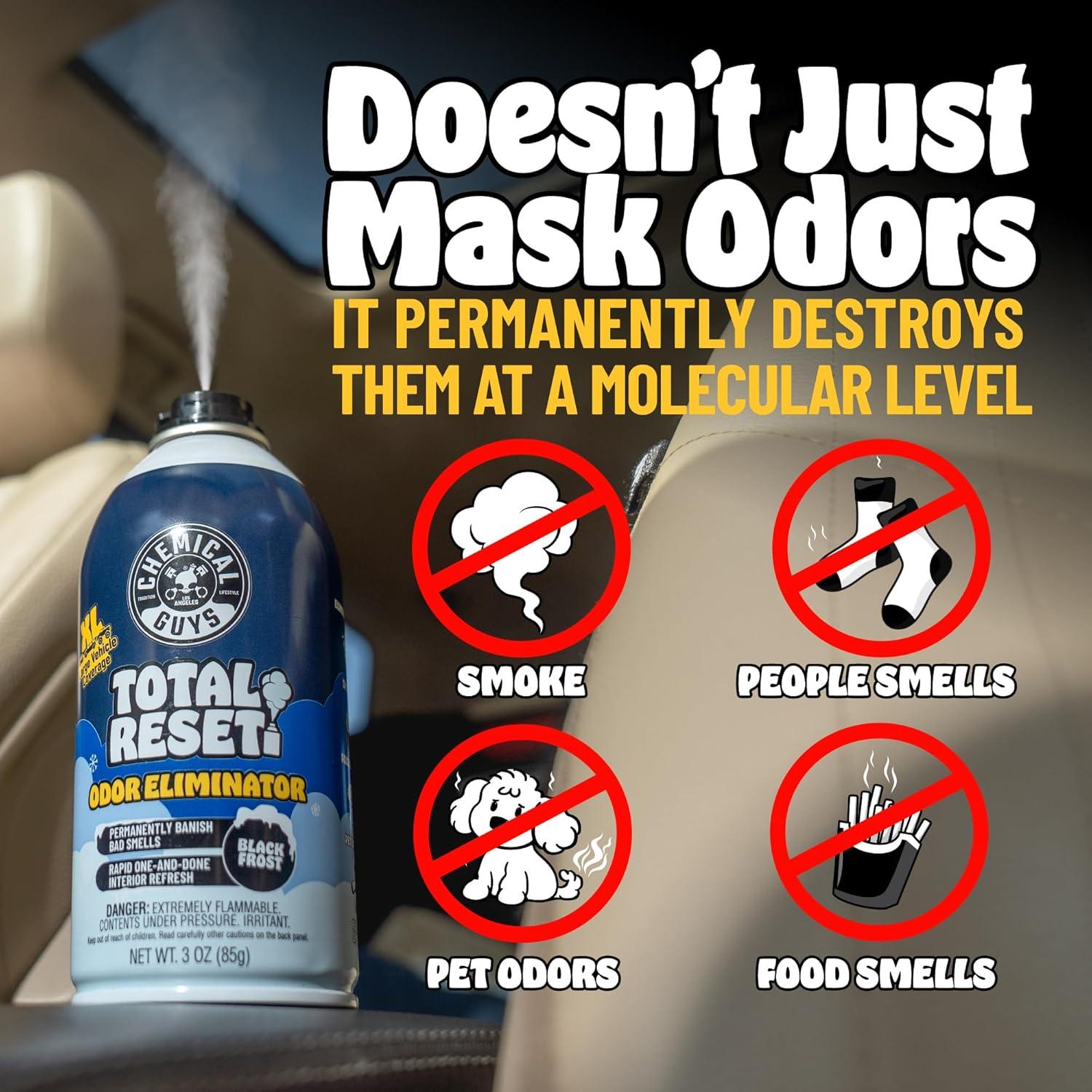 imageChemical Guys Odor Eliminating Aerosol Fogger Black Frost Scent  3 oz Single Can for Cars Trucks and SUVs  SetandForget Interior Deodorizer Neutralizes Smoke Pet Gym and Food Odors ampamp More
