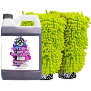 imageChemical Guys CWS207 Extreme Bodywash ampamp Wax Foaming Car Wash Soap128 fl oz Grape Scent  Chenille Premium ScratchFree Microfiber Wash Mitt Lime Green 2 Pack 3 Items