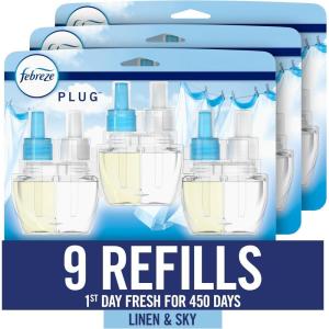 imageFebreze Plug In Air Freshener OdorFighting Scented Oil Refill Linen ampamp Sky Scent 9 Refills