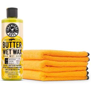imageChemical Guys WAC20116 Butter Wet Wax Deep Wet Shine for Cars Trucks SUVs RVs amp More Banana Scent with MIC50603 Professional Grade Premium Microfiber Towels Gold 16 x 16 Pack of 3