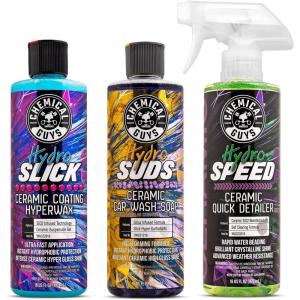 imageChemical Guys Hydro Ceramic Coating Wash Wax amp Quick Detailer Bundle 316 oz Bottles16 oz